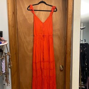 NWT Forever 21 Orange Boho Maxi Dress sz L